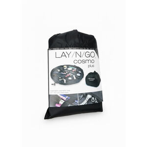Lay-n-Go Cosmo Plus Drawstring Cosmetic Bag Black 21" Zip Pocket Travel NEW NWT